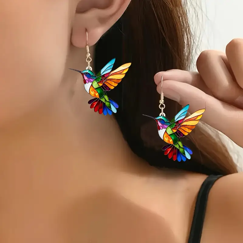 Pendientes de colibrí coloridos