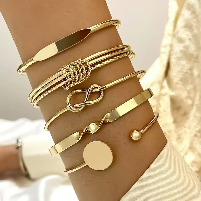 Conjunto de Pulseras de Elegancia Anudada | Oro