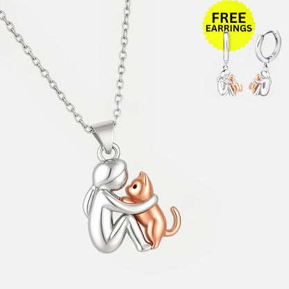 Collar Colgante de Abrazo de Gato con Pendientes de Regalo – Oferta por Tiempo Limitado