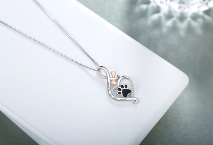Collar Patita de la Suerte con Corazón, Hueso e Infinito – Pendiente “Siempre en Mi Corazón”