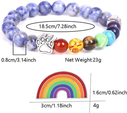 Pulsera Conmemorativa del Puente Arcoíris – Regalo de 7 Bolas de Chakra por Pérdida de Mascota