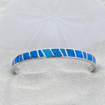 Pulsera de ópalo azul y plateado