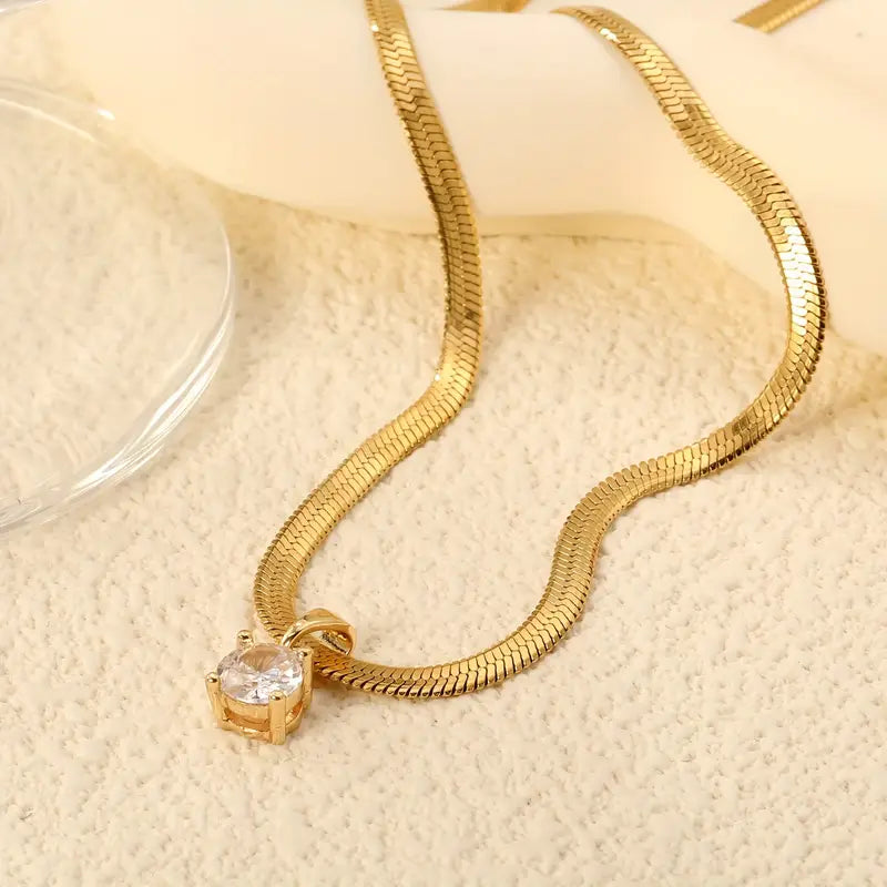 Collar de Colgante de Rhinestone Elegante | Oro