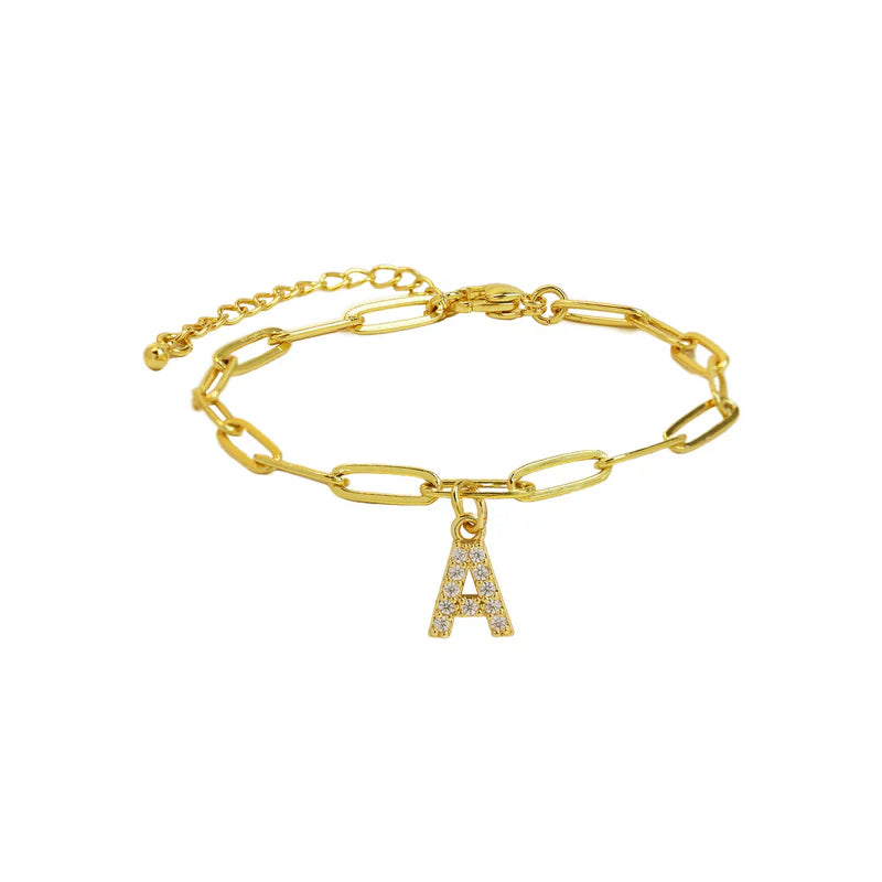 Pulsera de Encanto de Letra Minimalista | Oro