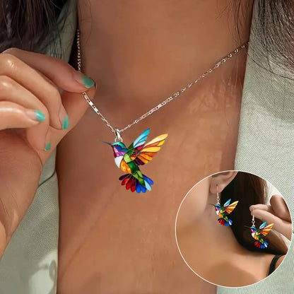 Hermosa Collar de Colibrí con Pendientes de Regalo – Oferta por Tiempo Limitado