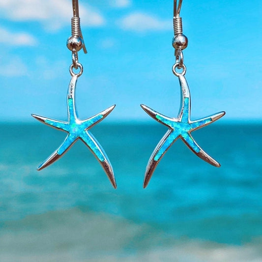 Pendientes de estrella de mar en ópalo y plata
