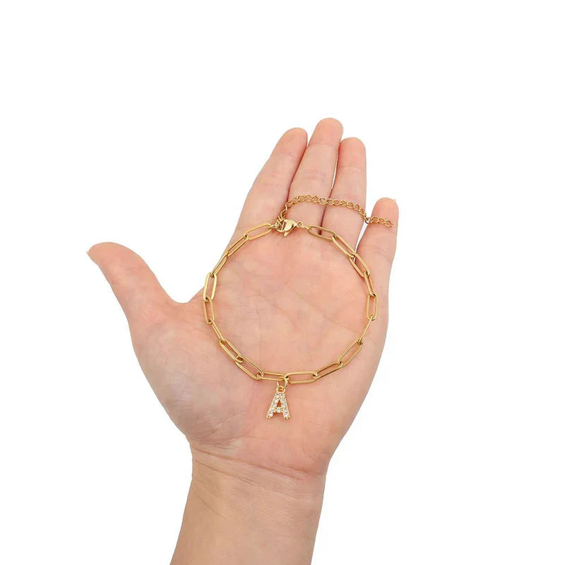 Pulsera de Encanto de Letra Minimalista | Oro