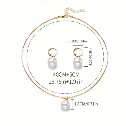 Conjunto de Joyería de Perlas Golden Grace | Oro