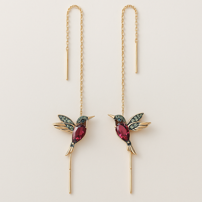 Pendientes de Esmalte y Circonita Colibrí