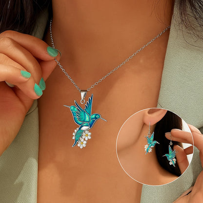 Hermosa Collar de Colibrí con Pendientes de Regalo – Oferta por Tiempo Limitado