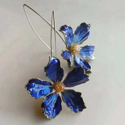 Pendientes de flores vintage azules