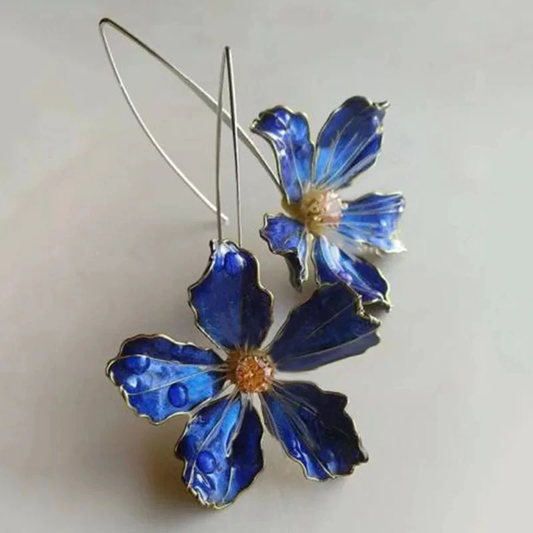 Pendientes de flores vintage azules