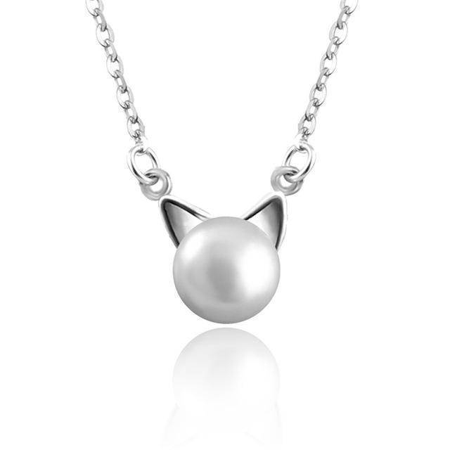 Hermoso Collar de Gato de Perlas con Pendientes + Anillo de Regalo