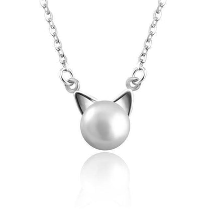 Hermoso Collar de Gato de Perlas con Pendientes + Anillo de Regalo