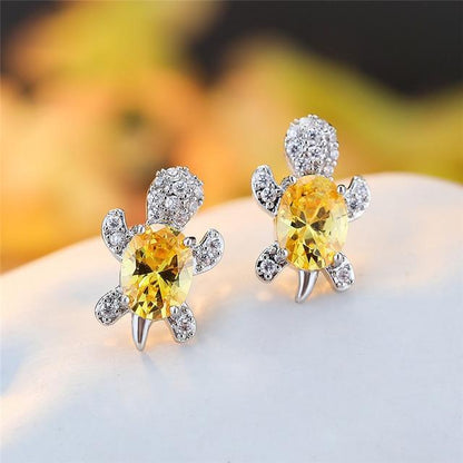 Pendientes de tortuga marina en circonio y plata