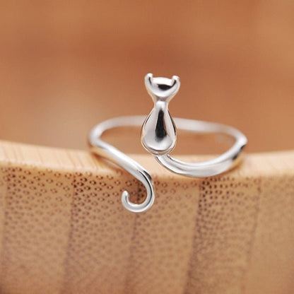 Anillo adorable de gato de acero inoxidable